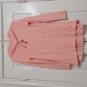 Cupio Blush XS waffle knit long sleeve hoodie. Peach  color